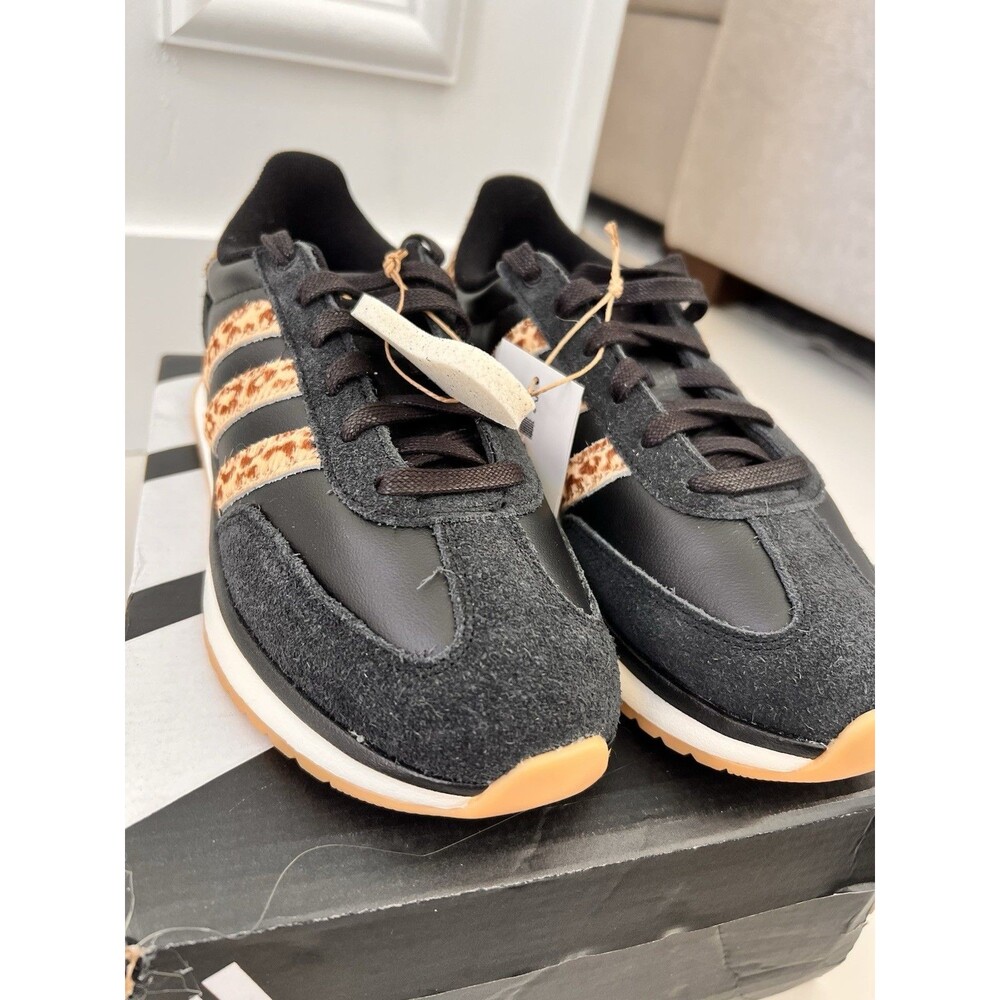 ADIDAS RUN 70s 2.0 K15790 Leopard Cheetah Black Magic Beige Real Fur  7 W 5.5Y - Picture 8 of 14